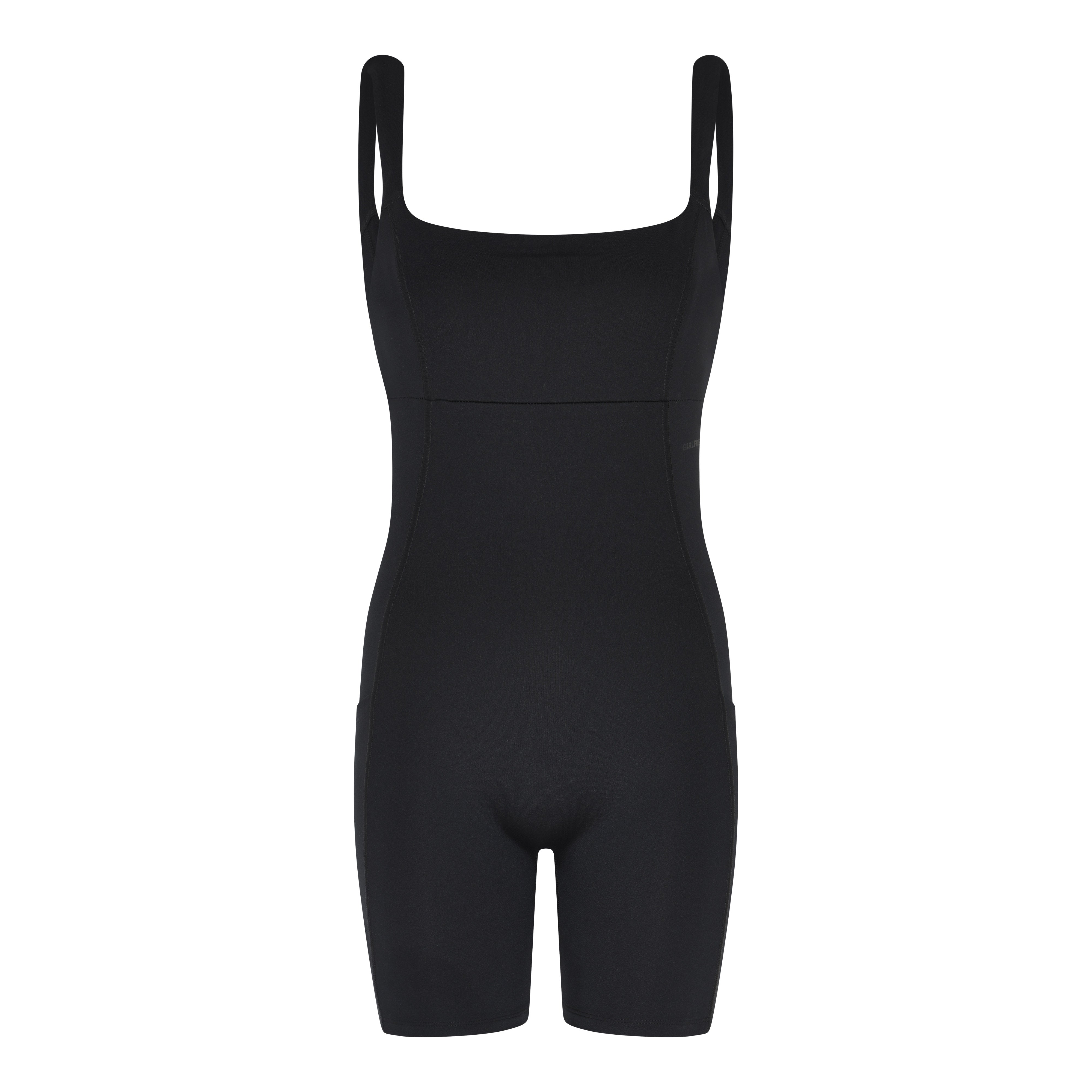 Tina Open Back Unitard, Black