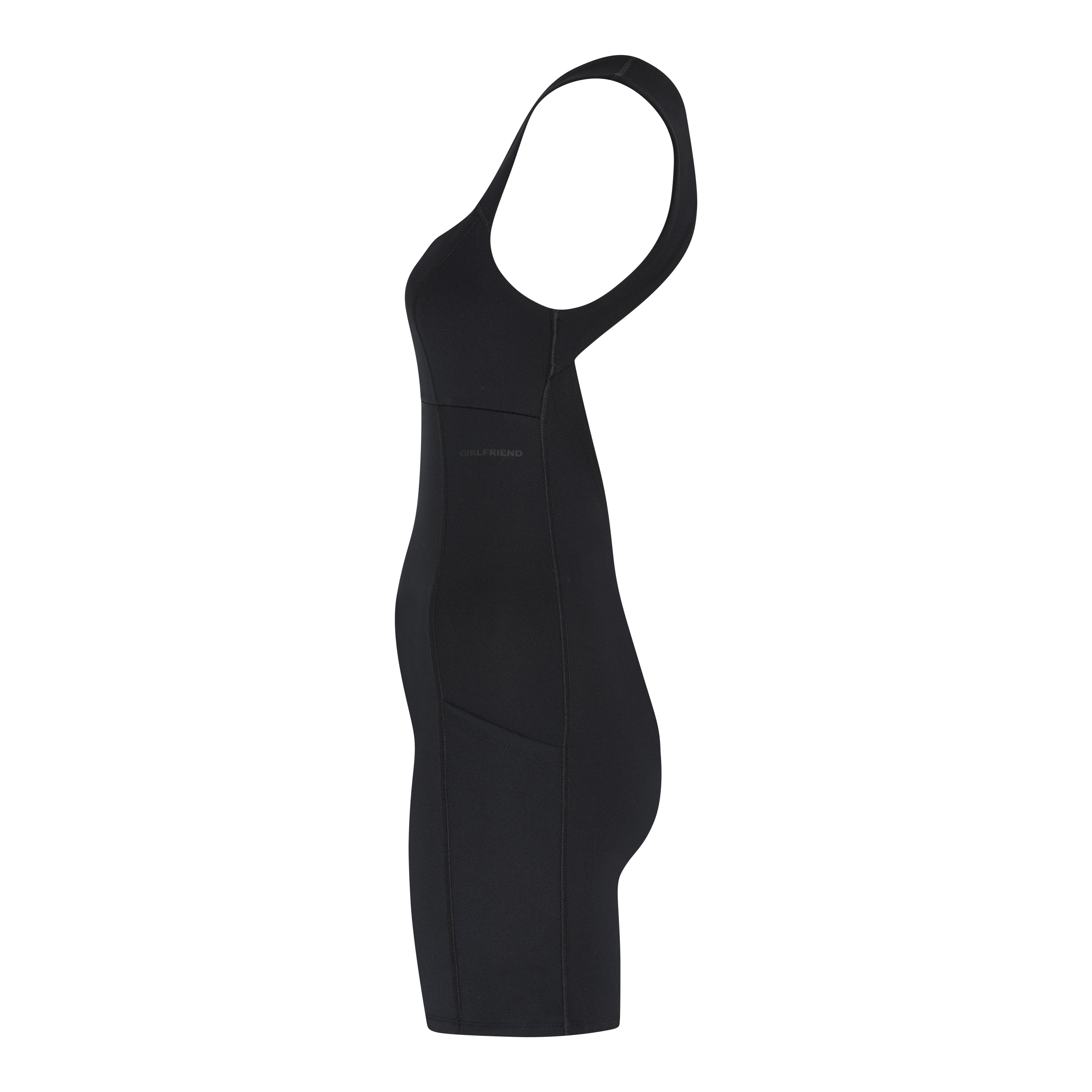 Tina Open Back Unitard, Black