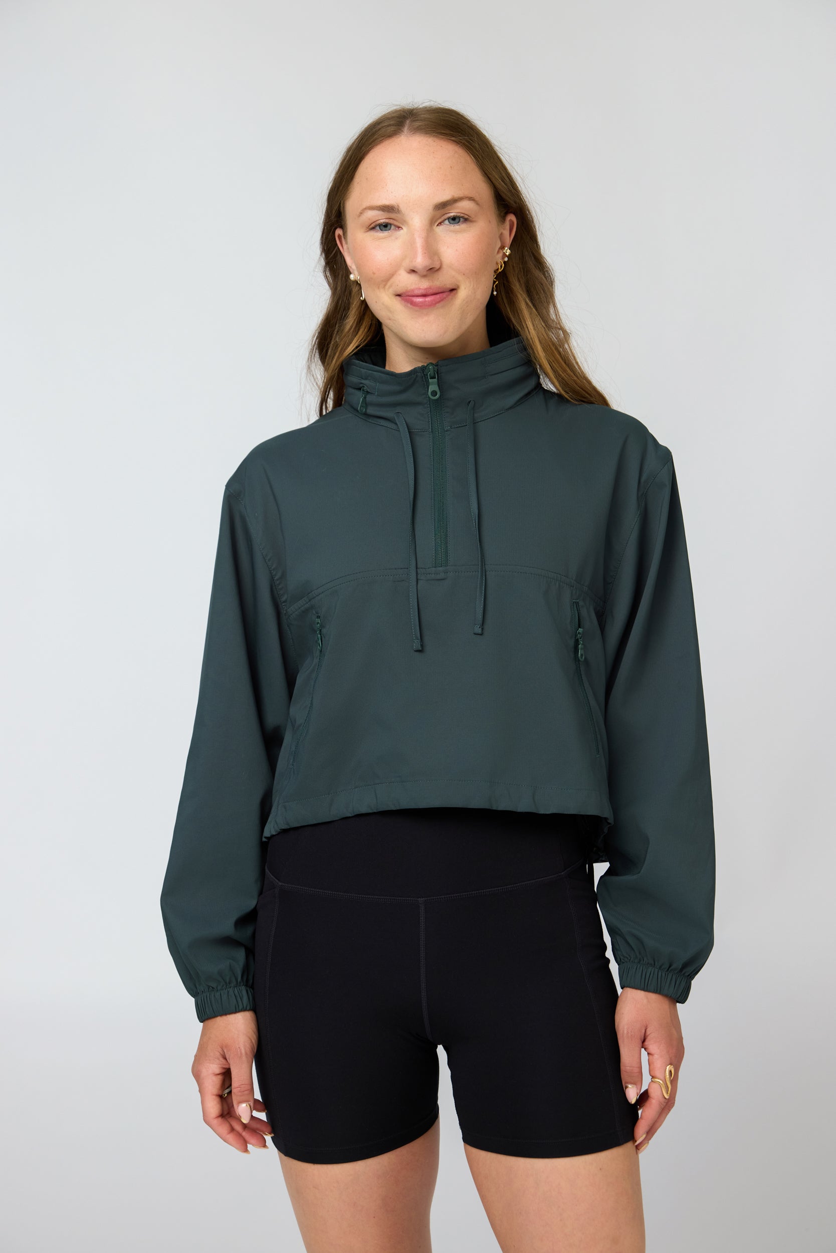 Hummingbird Windbreaker, Half Zip, Moss