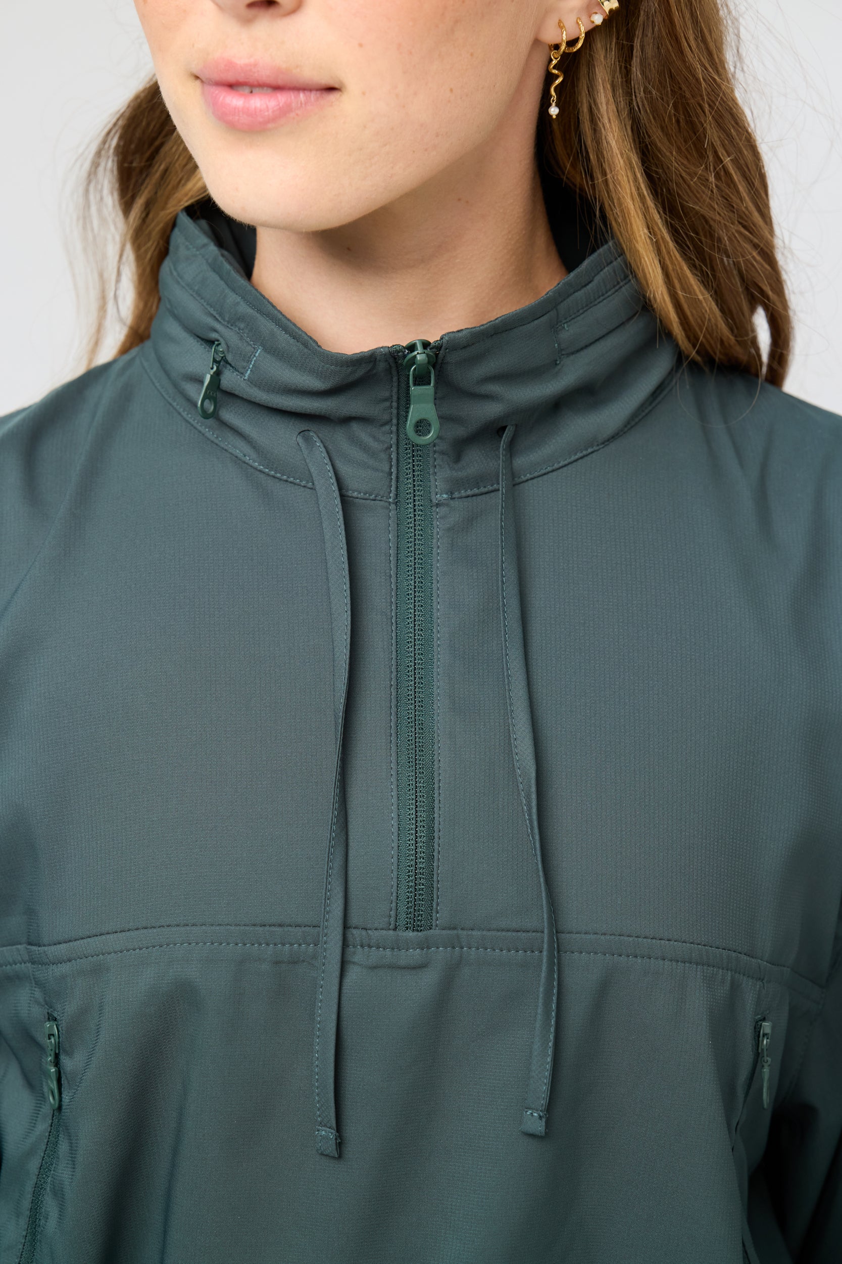 Hummingbird Windbreaker, Half Zip, Moss