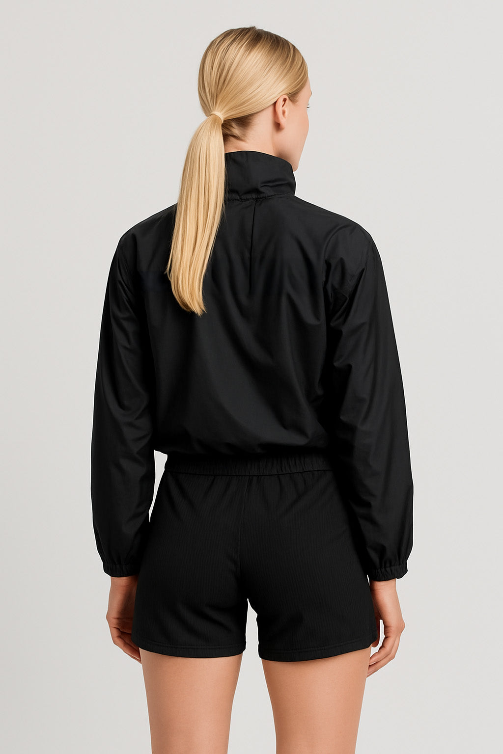 Hummingbird Windbreaker, Half Zip, Black