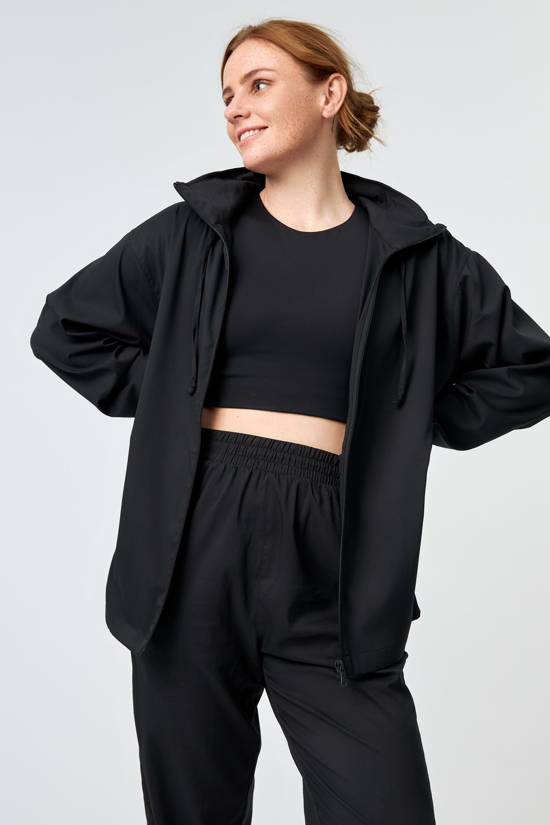 Sideline Windbreaker, Full Zip, Black