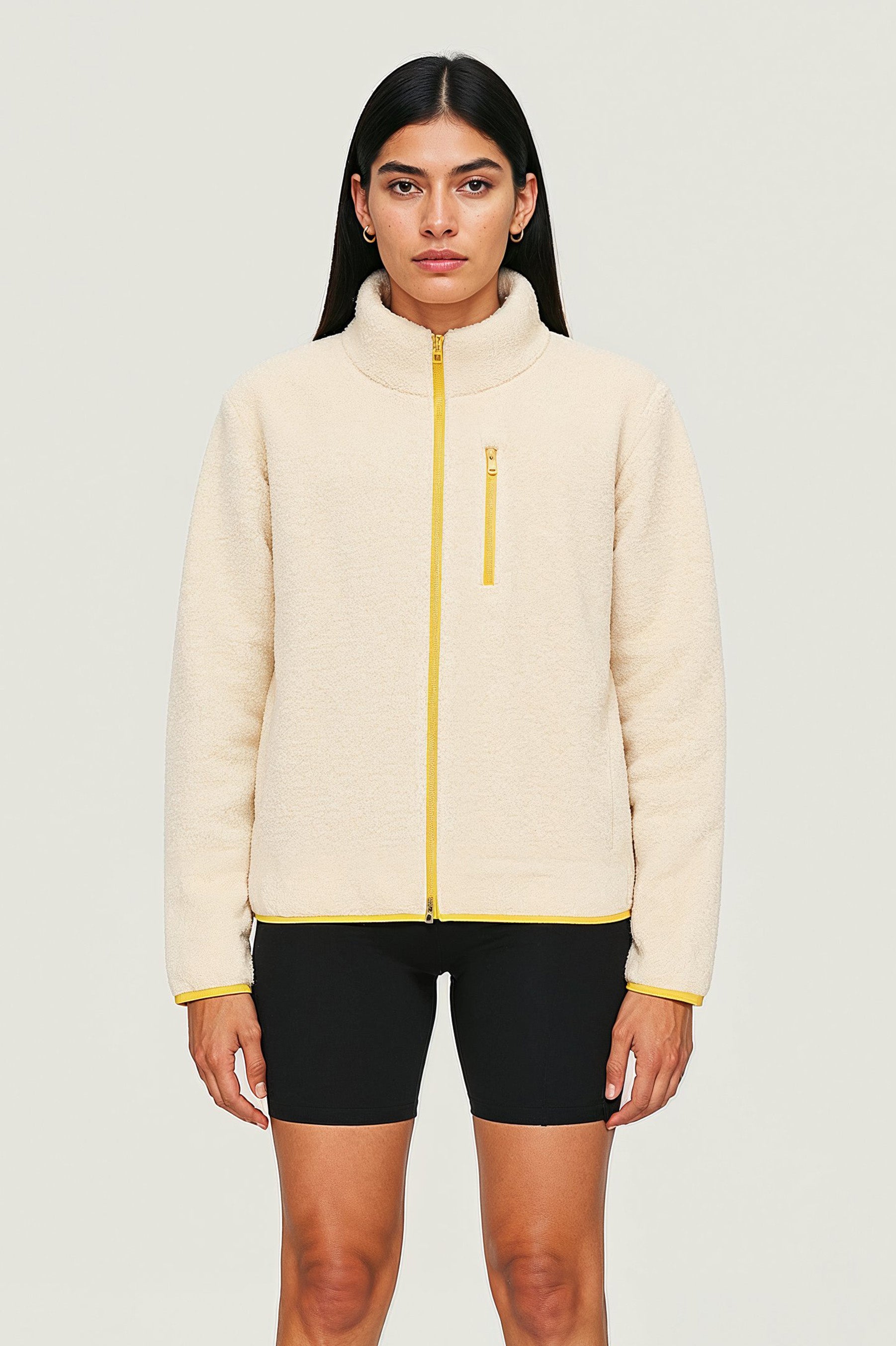 Recycled Fleece Jacket, Full Zip, Cream