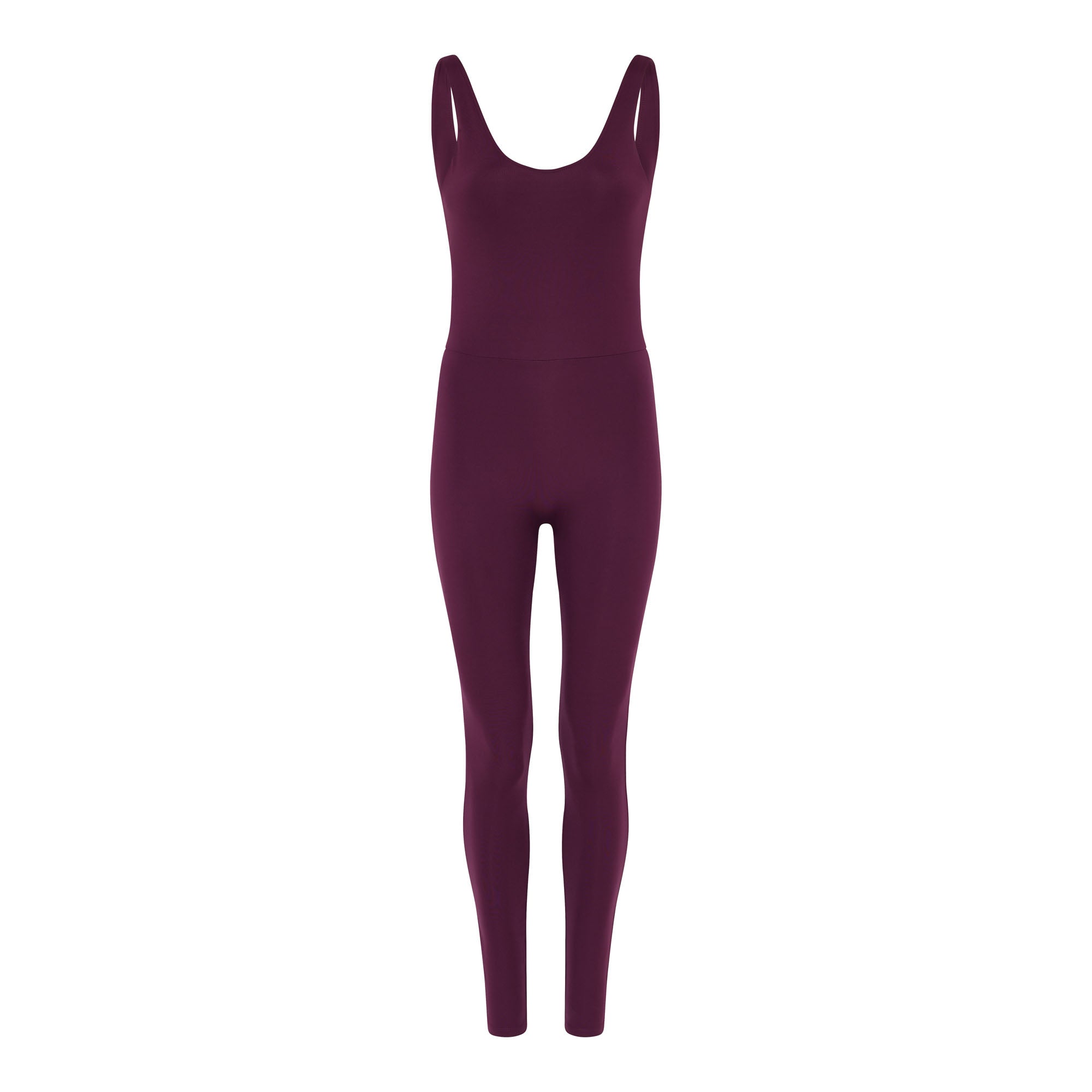 Scoop Back Unitard, Long, Plum