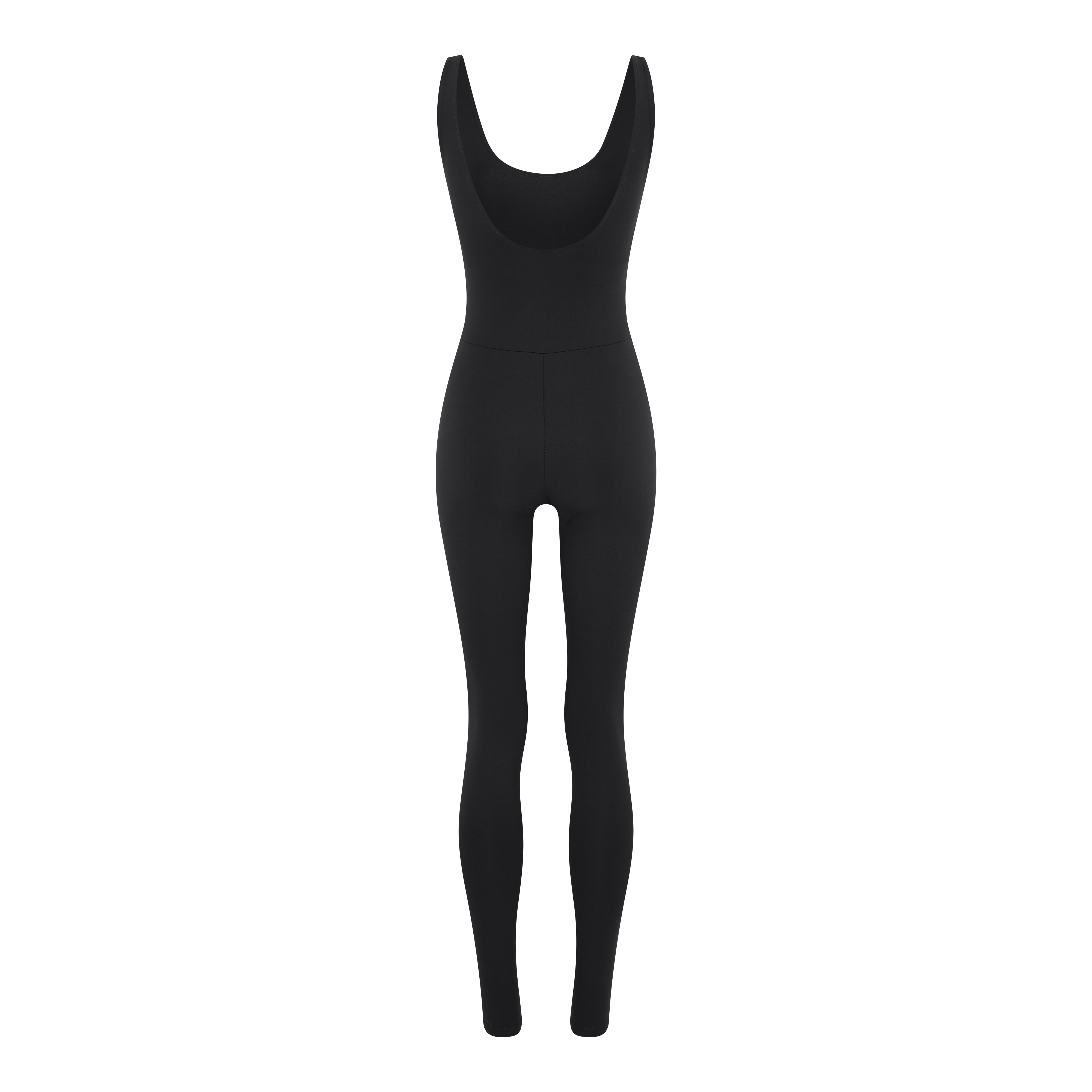 Scoop Back Unitard, Long, Black