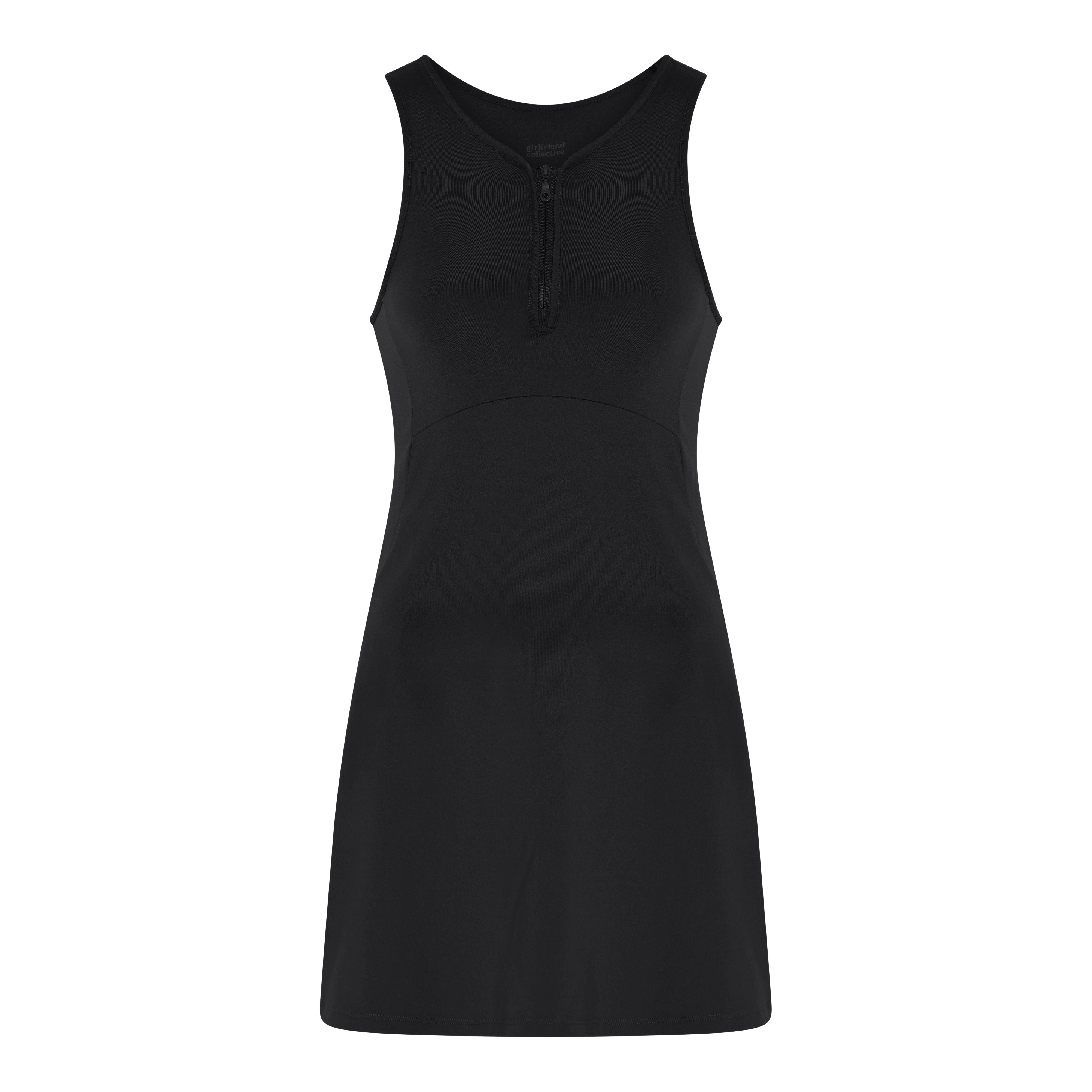Dylan Tank Dress, Zip Front, Black