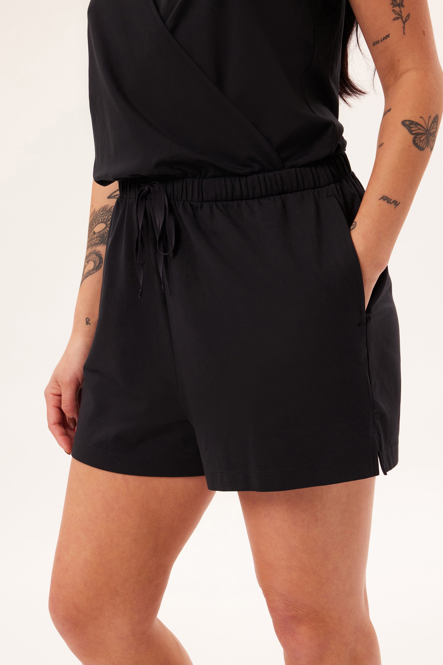 Reset Wrap Romper, One Piece, Black